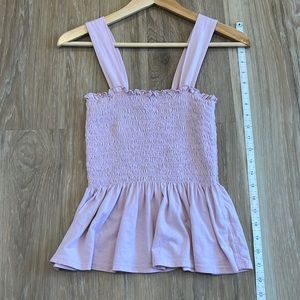 Aritzia smocked peplum top